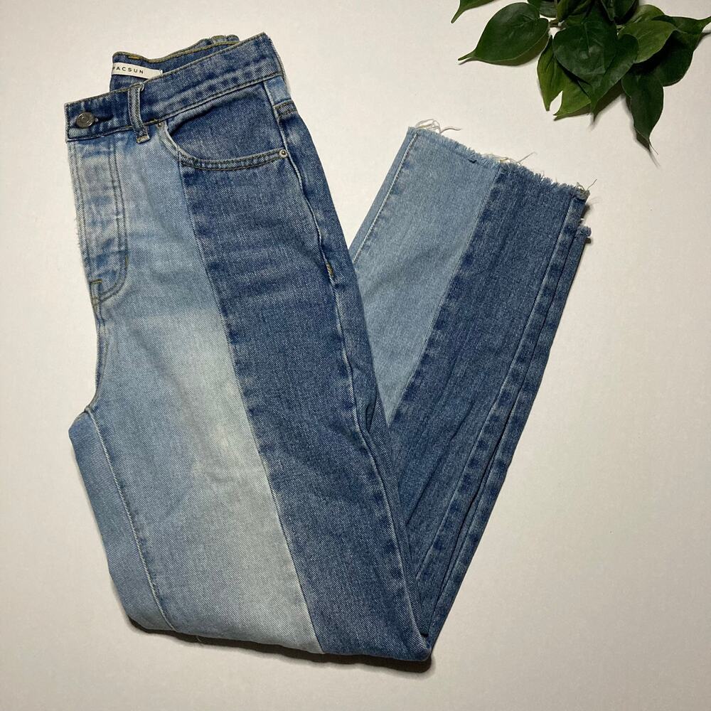 Pac Sun| Juniors high rise straight two toned denim jeans